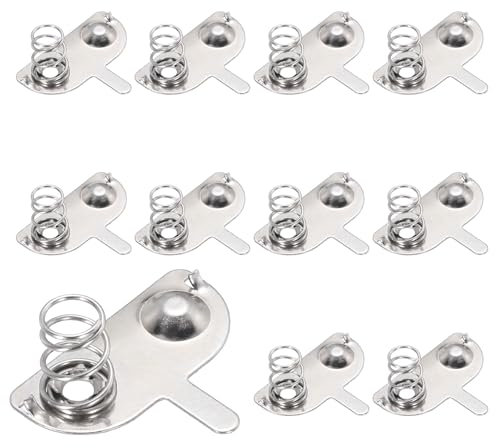 sourcing map 10 Pcs Battery Spring Metal Contact Plate 20mm x 9mm Round Positive Negative Bipolar Conversion Nickeling Plate for Battery Holder and Electronic Toys
