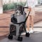 Windmilne Doppelter Haustier-Buggy für 2 mittelgroße und kleine Hunde und Katzen, Haustier-Trolley mit Zwei Eingängen, zusammenklappbarer tragbarer Haustier-Kinderwagen (grau)