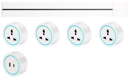 Regleta de enchufes con interruptor, riel deslizante, enchufe móvil, regleta de enchufes para cocina, toma de corriente, riel de enchufes antidescargas eléctricas,White-60cm