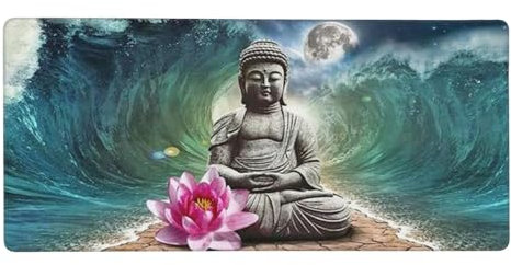 31.5 x 15.7 x 0.12 inch Large Mouse Mat Flower, Desk Pad Zen Gaming Mouse Pad Large 80 x 40 cm, Extended Mousepad with Stitched Edges, Keyboard Mat with Anti-Slip Rubber Base, Gifts for Man -Y407