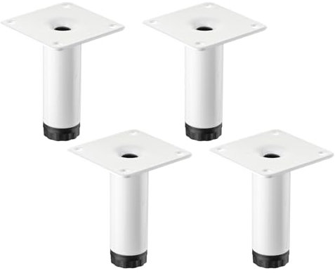 4 pièces SOTECH Pieds de meuble LIMA Hauteur 80 mm, Ø 25 mm Réglable en hauteur 10 mm blanc mat Pieds de vitrine Pieds de socle Pieds d'armoire