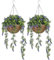 HOMCOM Set of 2 Decorative Artificial Plants, Faux Silk Lavender Flowers in Hanging Baskets, Fake Plants for Home Indoor Outdoor Decor, Purple