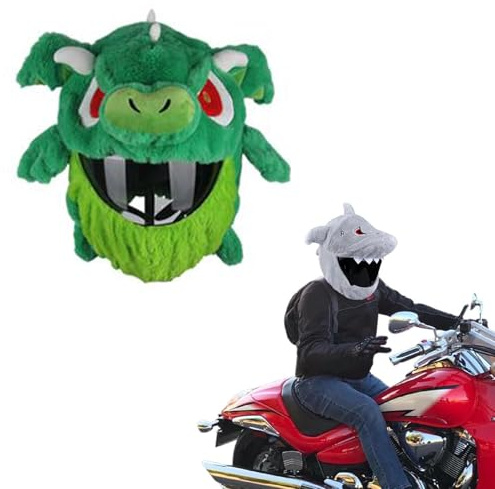 RJSQAQE Motorradhelmbezug, lustige Helmdekoration, süßer Tierhelmbezug, lustige Helmdekoration, Staubkappe, pelziger Motorradhelmbezug, lustiger Tier-Integralhelm-Schutzbezug (Drachen)