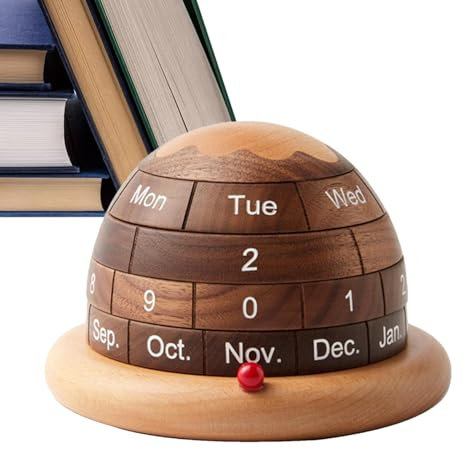 Kuehssn Desk Block Calendar, Creative Perpetual Calendar Planet Desk Calendar, Reusable Rustic Block Calendar Aesthetic Table Decorations for Home & Desktop