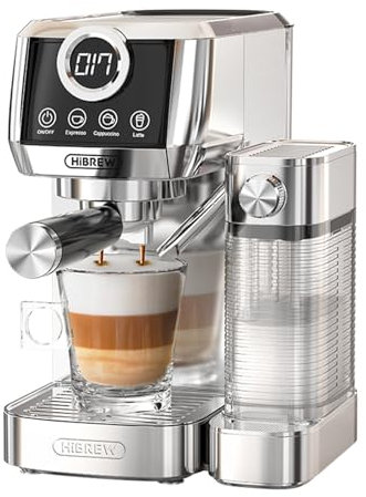 Hibrew Electric Coffee Machine avec Système de Moustillage de Lait 3 Température Réglable Réglable 20 Bar Cafetière Pré-braque (Bouchon UE)