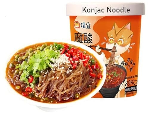 Instant Konjac Noodle 217g/Cup,Hot and Sour Noodles Soup,Low Carb Konjac Pasta,Ramen,Shirataki,Spicy Chinese Specialties Food,Convenient Fast Breakfast,Healthy,Vegan,Snack Gifts (2 Cup)