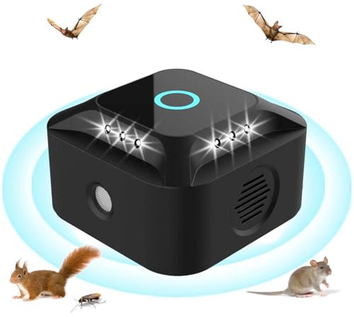 Ultrasons pour Rats, 2024 Répulsif à ultrasons Souris et Rats 360° avec lumière LED répulsif à ultrasons pour Souris rongeurs parasites internes Plug-in cafards Anti-parasites pour Jardin