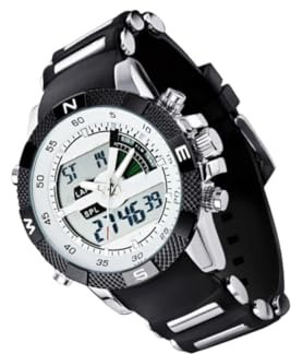 Homoyoyo Orologio elettronico gli uomini guardano smartwatch impermeabile per uomo guarda per gli uomini sottile orologio da polso con cinturino in silicone orologio a doppio display bianca