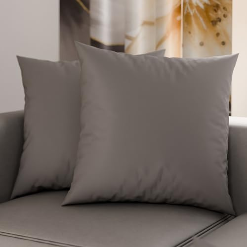 PETTI Artigiani Italiani - 2er-Set Kissenbezüge 45x45 cm aus Mikrofaser, Dekokissen-Bezüge für Schlafzimmer und Sofa, Set mit 2 Kissenhüllen, Einfarbiger Kissenbezug Grau, 100% Made in Italy