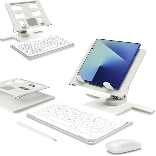 Supporto da tavolo e tastiera Bluetooth combo per Samsung Galaxy Z Fold 7/6/5/4/Z Trifold, set 4 in 1 include penna mouse, supporto regolabile e pieghevole per tablet adatto per smartphone e tablet da