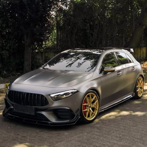 Seitenschweller kompatibel mit Mercedes A45S Aero Pack W177 2019+ | kompatibel mit Mercedes A-Klasse (W177) A45 S Aero Pack 2019-2023 & FL 2023- - Schwarz glänzend