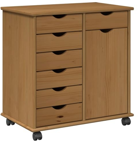 vidaXL Rollschrank Honigbraun 63,5 x 39 x 65,5 cm Massivholz Kiefer, Vielseitige Aufbewahrung, minimalistischer Rollschrank, rechteckige Kücheneinheit, funktioneller Organizer