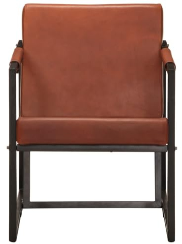 pokgdf Brauner Ledersessel gemütlich Echtleder Sessel für Wohnzimmer Design Sessel aus echtem Leder mit Stahlgestell für Komfort und Entspannung