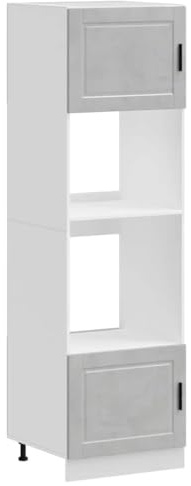QJBSAVVA Armoires de Four 2 pcs Porto, Meuble Colonne de Cuisine pour Four Encastrable et Micro-Ondes, Colonne de Rangement en Bois d'Ingénierie, Gris Béton, 60x57x207 cm