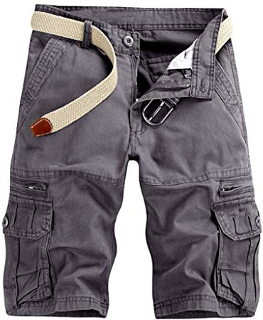 Genérico Pantalones Cortos Color Playa para Hombres al aire libre Trabajo Casual Pack Pant Cargo Pantalones Pantalones para Hombres, gris oscuro, 40