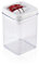 Leifheit Fresh and Easy Vorratsbehälter 800 ml, eckig, luft- und wasserdichte Vorratsdose mit patentierter Einhand-Bedienung, Frischhaltedose, stapelbare Aufbewahrungsboxen, transparent, rot