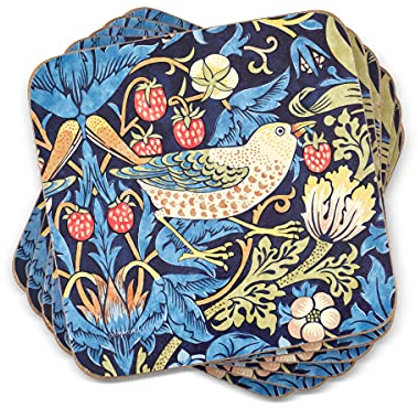 Portmeirion Home & Gifts Pimpernel - Dessous de Verre Bleu Strawberry Thief - Lot de 6 (Multicolore)