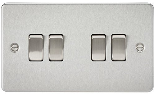 Knightsbridge FP4100BC FPAV4100BC Flat Plate 10A 4G 2 Way Switch-Brushed Chrome