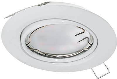 EGLO Einbaustrahler Peneto, Spot aus Stahl in Weiß, Einbauleuchte mit GU10 Fassung, LED Leuchtmittel inklusive, Einbaustrahler flach, schwenkbar, Ø 8,7 cm