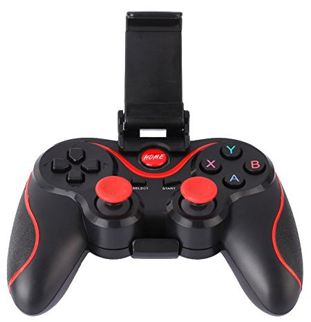 Amazingdeal365 - Mando para videojuegos con joysticks inalámbrico por Blueetooth con soporte ajustable para teléfonos Smartphones Android, tabletas, ordenadores, televisores Smart TV y con cajas de TV