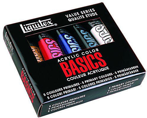 Liquitex Basics - Set de 5 tubos de pintura acrílica studio, 118 ml, multicolor