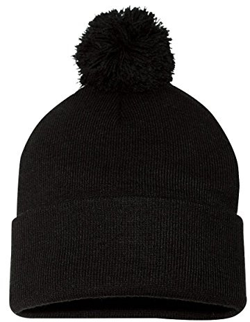Sportsman Pom-Pom 12 Knit Beanie One Size Black