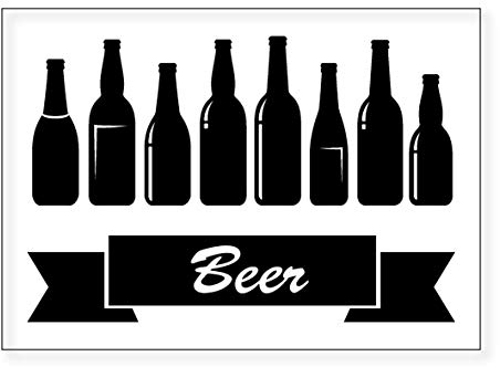 Beer Fridge sticker black self adhesive vinyl- A4 size - art decor/wall decor/kitchen decal/beer bottles