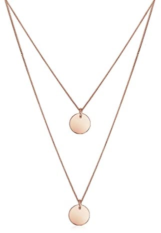 Elli Halskette Damen Plättchen Anhänger 2-lagig in 925 Sterling Silber Rosévergoldet