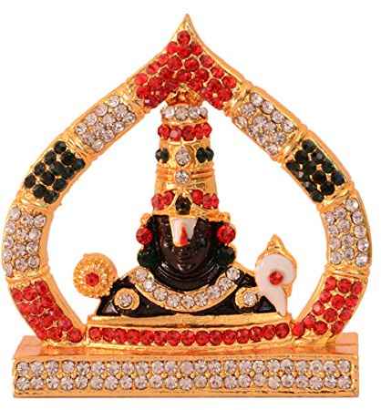 Purpledip Hinduistischer religiöser Gott Tirupati Balaji Miniatur-Statue Idol für Auto, Armaturenbrett, Ladentheke, Regal oder Bürotisch (10993)