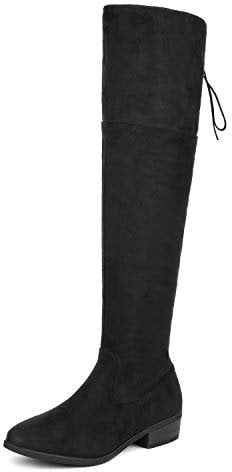 DREAM PAIRS Overknee-Oberschenkelhohe Stiefel für Damen mit bequemer Blockabsatz, spitzer Zehenbereich kniehohe damen stiefel winter herbst,Size 39,Schwarz,LEI