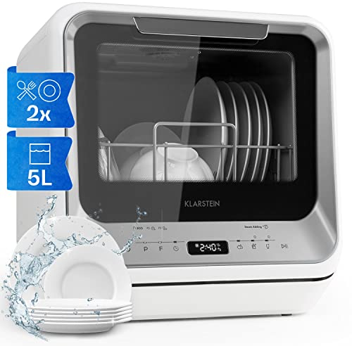 Klarstein Mini Dishwasher, 2 Place Setting, Quiet Operation, 7 Washing Programs, Easy To Install Portable