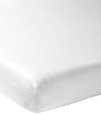 Sábana bajera Meyco Baby Uni para la cuna (sábana jersey suave, de algodón 100%, Accesorios para bebés de alta calidad, transpirable, dimensiones: 70 x 140 cm), blanco