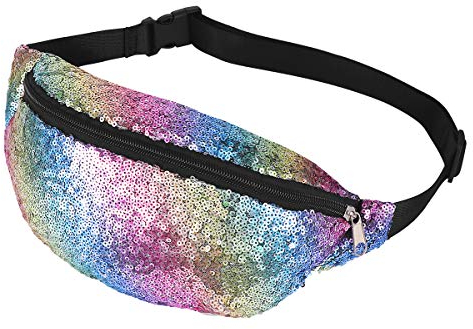 FENICAL Fanny Packs Mermaid Bunte Pailletten-Gürteltasche Multifunktionale Sling-Tasche für Frauen