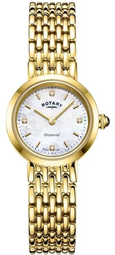 Rotary Ladies Diamond Set Gold PVD Bracelet Analogue Watch Balmoral LB00900/41/D