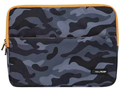 Funda para portátil 13 Black Camouflage, negro y naranja