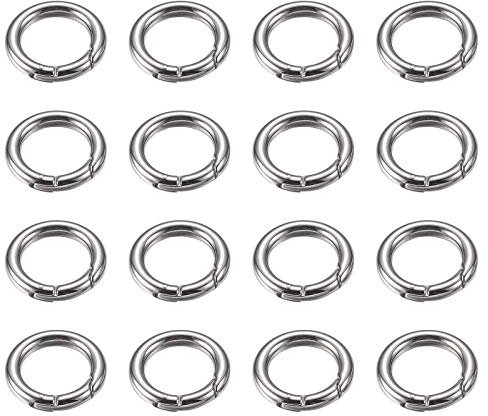 Spring O Rings, Ekunbuy Spring Snap Clip Hooks Zinc Alloy Round Metal Split Rings Small Clamp Clasp Keyring Buckle for Bag Purse Handbag Strap Craft Jewelry Making (Φ20mm-16pcs)