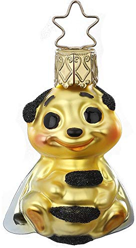 Christbaumschmuck Glas 5.5cm Biene mundgeblasen handbemalt Weihnachtskugeln gelb