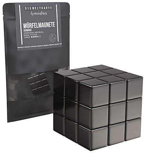 VACENTURES Magnet Set magnetische Weltkarte & Co. I 27x Würfelmagnet Schwarz I Individuelle Gestaltung der Weltkarte & Co.