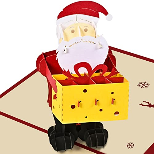Weihnachtskarten 3d, Pop Up Karte Weihnachten Lustige Weihnachtskarten mit Umschlag Set Nostalgie Postkarten Weihnachten Weihnachtsmann Karte für Familie Freunde Kinder Kunden