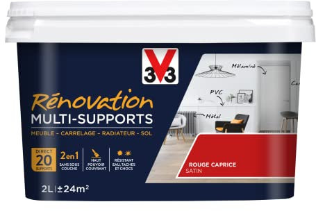 V33 Peinture rénovation multi-supports, Rouge caprice 2L
