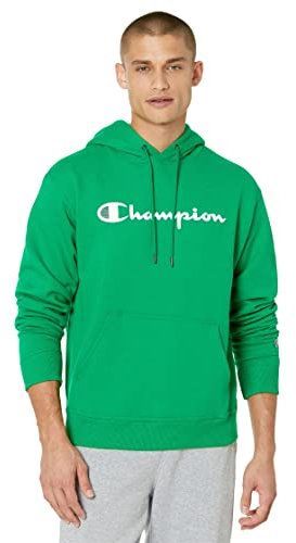 Champion Powerblend-Felpa con Cappuccio da Uomo, in Pile, con Logo, Script Green Vine, XL