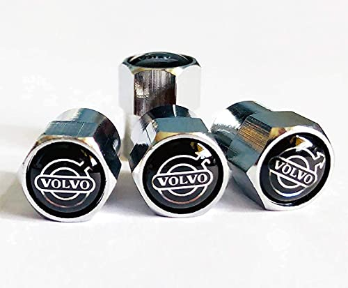 AKXBEFU 4 Stück Ventilkappen für Volvo V40 V60 V90 S60 S40 V70 XC70 XC60 XC90, Ventildeckel Verhindern Luftleckage, Reifenventil Staubkappen Reifenventilkappen Radventilkappen