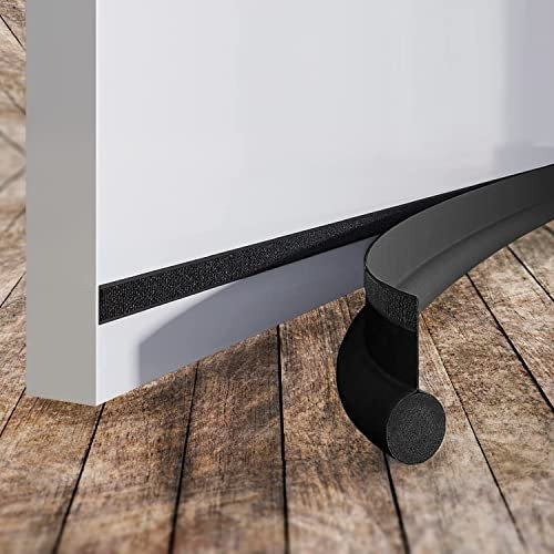 IANTE Paraspifferi Sottoporta Adesivo per Porte Interne, Esterne, Blindate e Finestre | Blocca Luce, Spifferi, Polvere e Insetti (NERO)