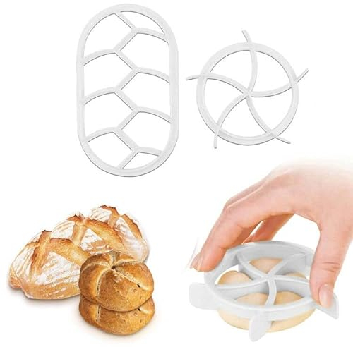 Aohcae Brötchenstempel Set, 2 PCS Brötchen Ausstecher Brotstempel Brotdrücker Werkzeuge zum Selberschneiden von Brot.(Weiß)