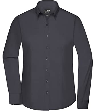 James & Nicholson Damenbluse Poplin Langarm - Taillierte Bluse in pflegeleichtem Materialmix