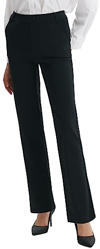 LaiEr Femme Robe Pantalon Ceinture Boucles Travail Stretch Pantalon Business Casual Jambe Droite Yoga Bootcut Pantalon avec Poches
