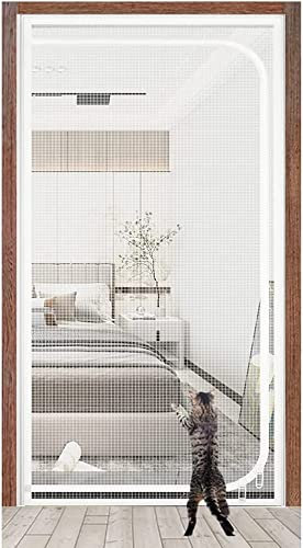 RAMSER Cat Screen Door Fits Door Pet Resistant Screen Door With Zipper To Keep Dogs And Cats Out Of The House (Color : Weiss, Size : 80x210cm)