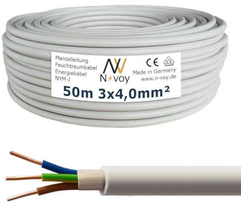 NYM-J 3x4,0 mm² 50m (Var.5-50m) Mantelleitung Installationskabel Stromkabel Elektrokabel Wärmepumpe M178