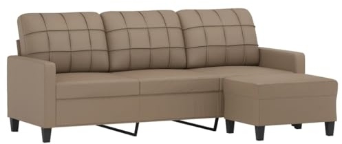 vidaXL Sofa 3 Sitzer, Couch mit Fußhocker, Liegesofa für Wohnzimmer, Polstersofa Sessel Relaxsofa Loungesofa Relaxcouch TV Sofa, Cappuccino Braun Kunstleder