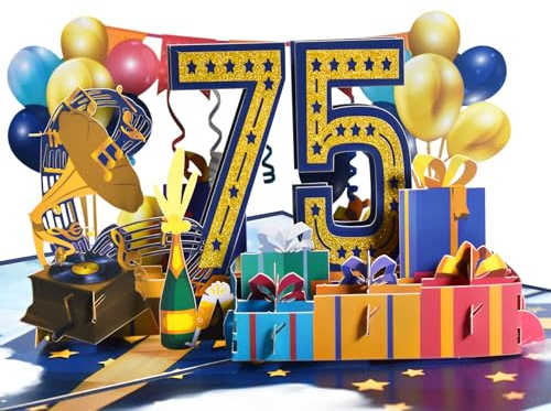 GREETING ART pop up karte 75. geburtstag,75. Geburtstag Grußkarten für Mama und Papa Oma und Opa, 75. geburtstag karte, 75. Geburtstag Jubiläumskarten für Männer und Frauen